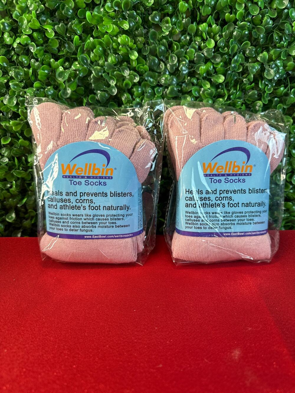 6 Pairs Wellbin Toe Socks Small - Pink Five Finger Yoga Pilates Sock Bundle NWT